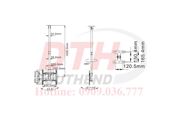 Giá Treo TiVi Thả Trần NB T560 Nhập Khẩu (32-75 inch)